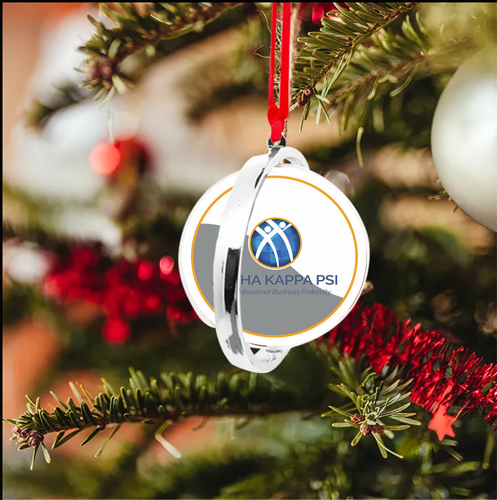 Alpha Kappa Psi Christmas Reversible Flat Round Ornament