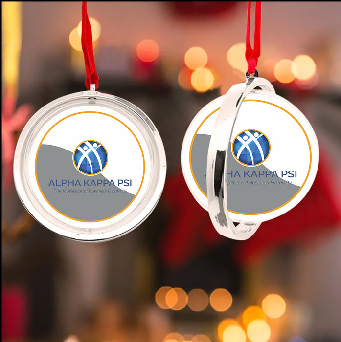 Alpha Kappa Psi Christmas Reversible Flat Round Ornament