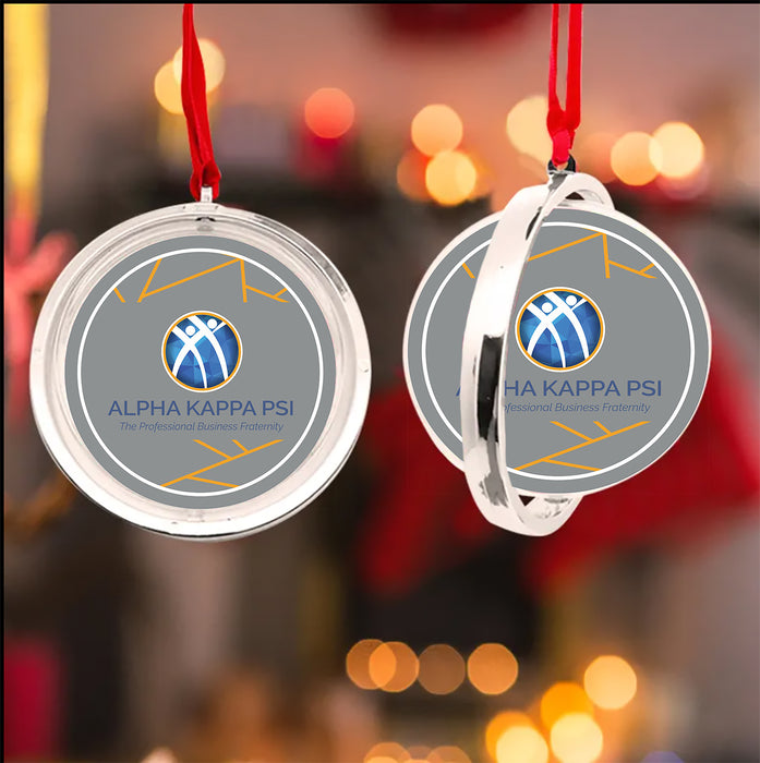 Alpha Kappa Psi Christmas Reversible Flat Round Ornament