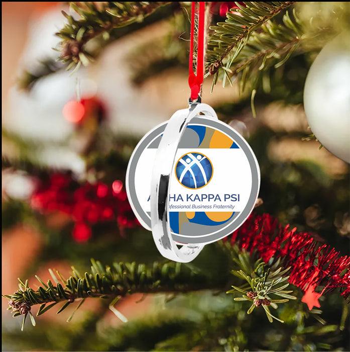 Alpha Kappa Psi Christmas Reversible Flat Round Ornament
