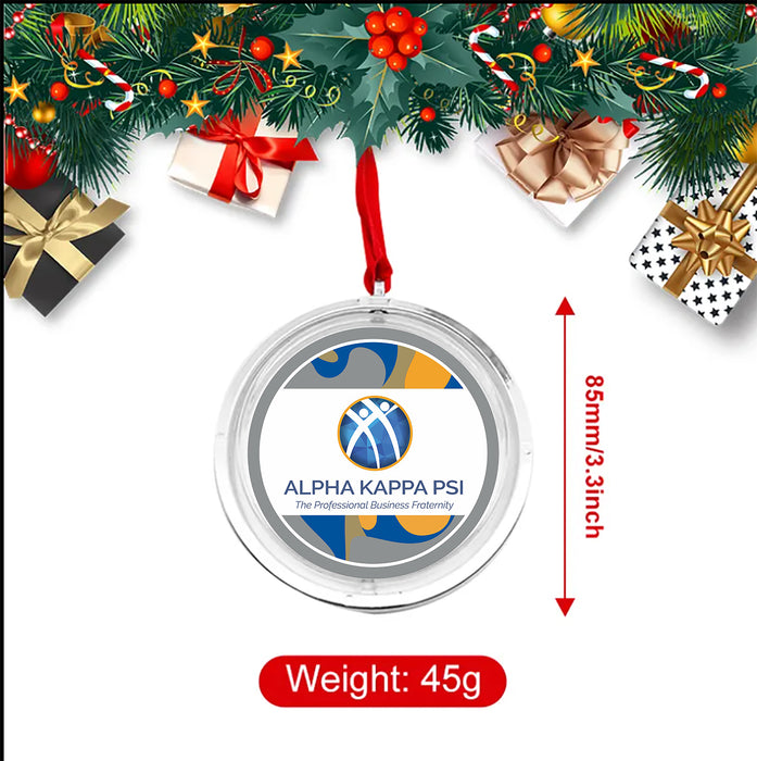 Alpha Kappa Psi Christmas Reversible Flat Round Ornament