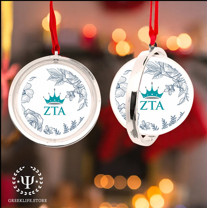 Zeta Tau Alpha Christmas Reversible Flat Round Ornament