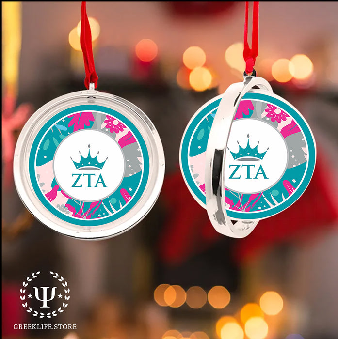 Zeta Tau Alpha Christmas Reversible Flat Round Ornament