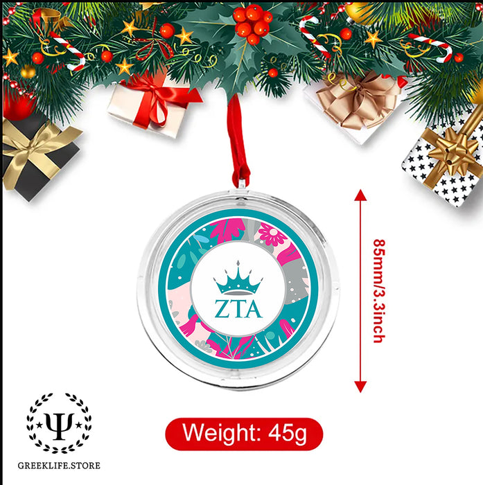 Zeta Tau Alpha Christmas Reversible Flat Round Ornament