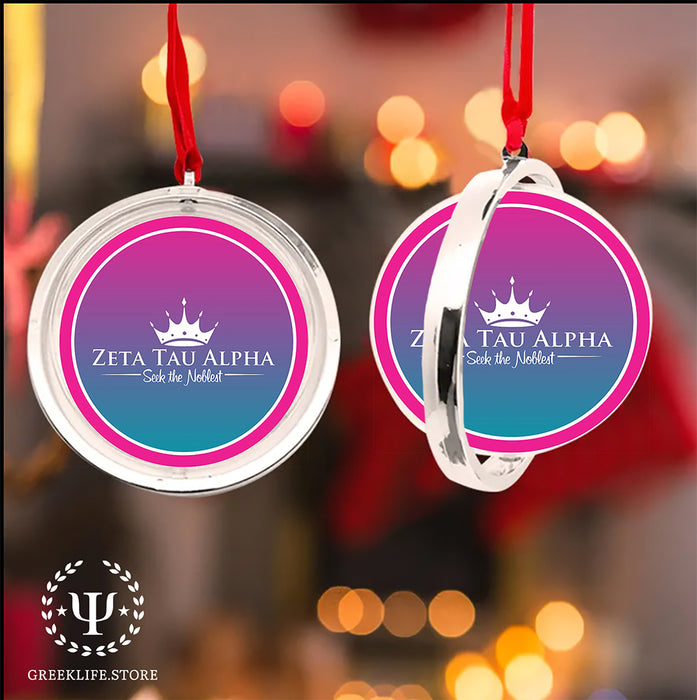 Zeta Tau Alpha Christmas Reversible Flat Round Ornament
