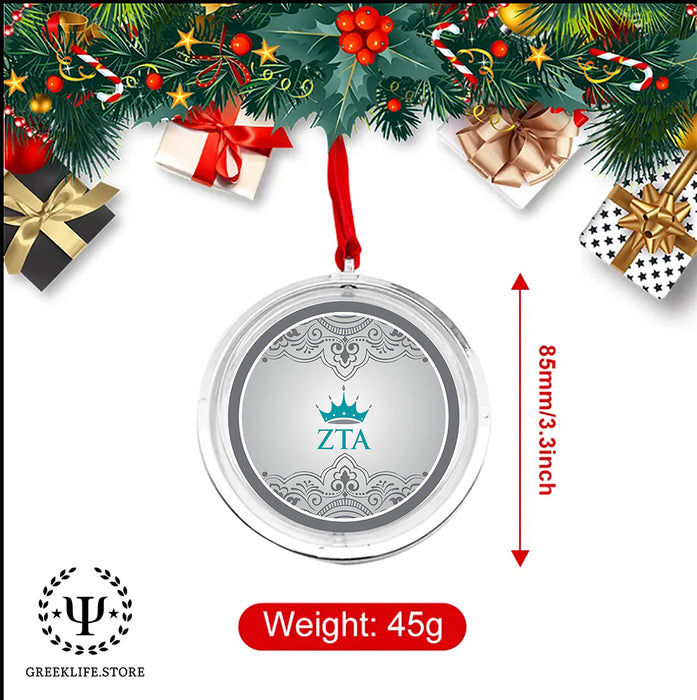 Zeta Tau Alpha Christmas Reversible Flat Round Ornament