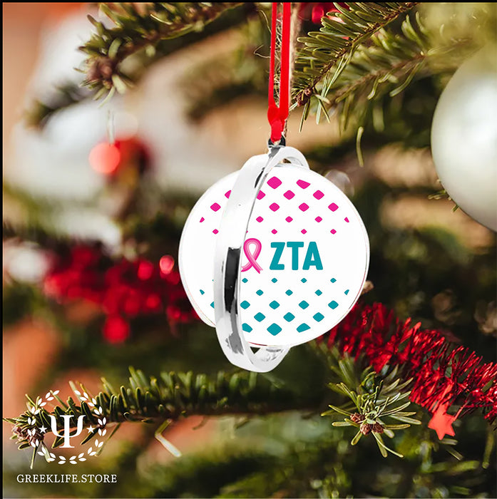 Zeta Tau Alpha Christmas Reversible Flat Round Ornament