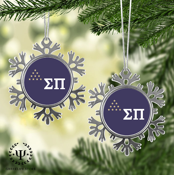 Sigma Pi Christmas Ornament - Snowflake Metal