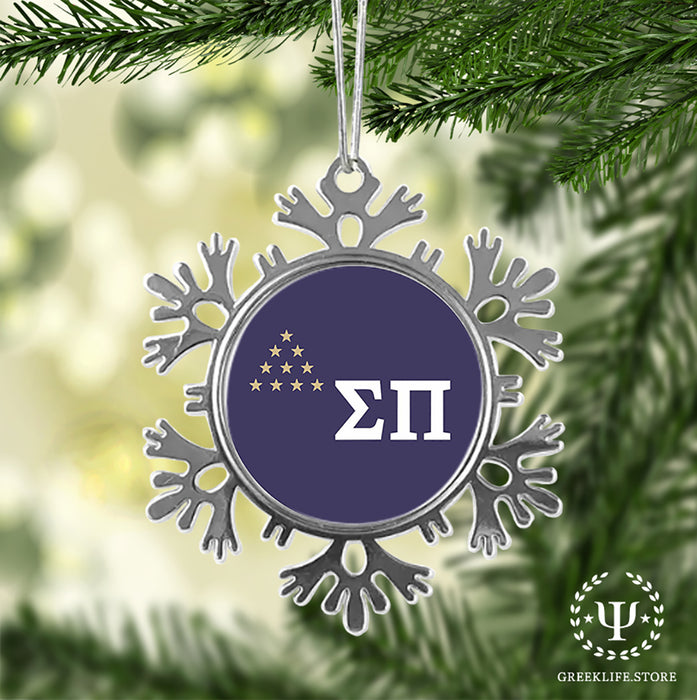 Sigma Pi Christmas Ornament - Snowflake Metal
