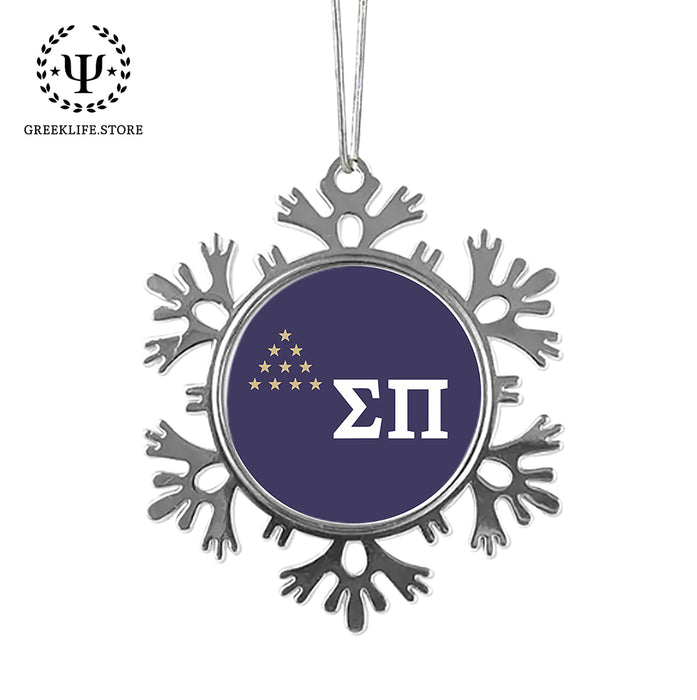 Sigma Pi Christmas Ornament - Snowflake Metal