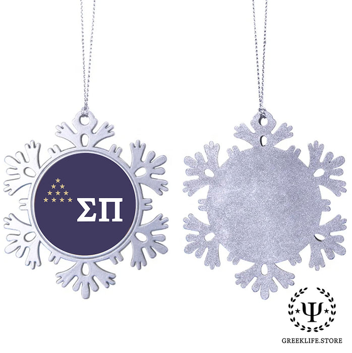 Sigma Pi Christmas Ornament - Snowflake Metal