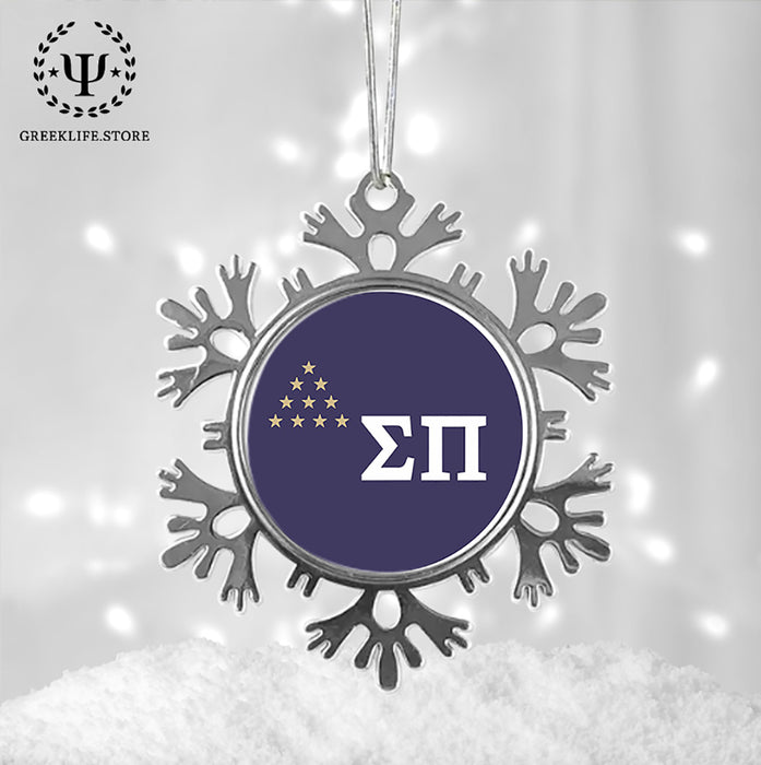 Sigma Pi Christmas Ornament - Snowflake Metal