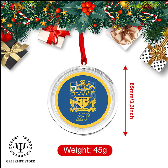 Delta Upsilon Christmas Reversible Flat Round Ornament