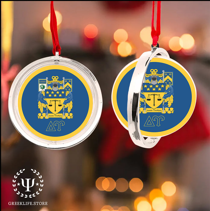Delta Upsilon Christmas Reversible Flat Round Ornament