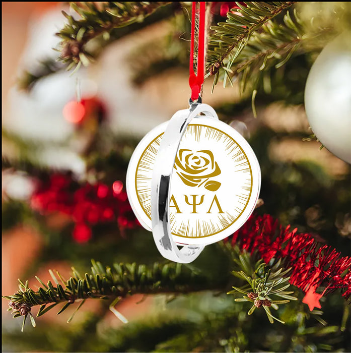 Alpha Psi Lambda Christmas Reversible Flat Round Ornament