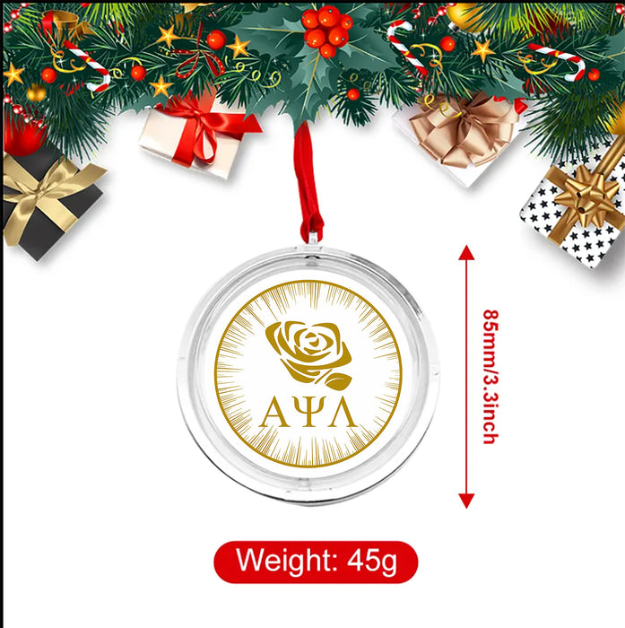 Alpha Psi Lambda Christmas Reversible Flat Round Ornament