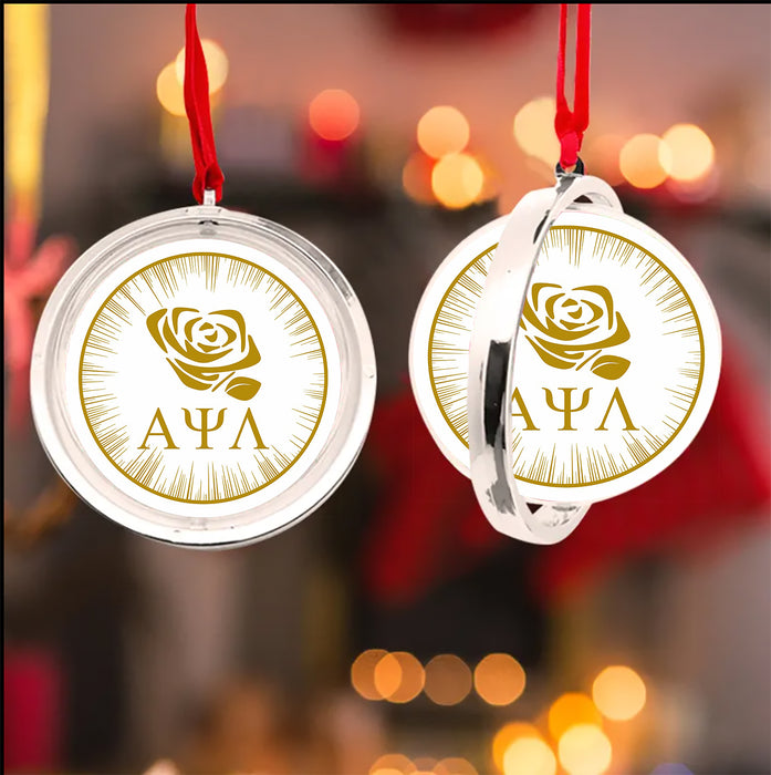 Alpha Psi Lambda Christmas Reversible Flat Round Ornament