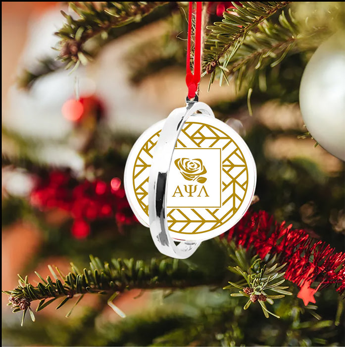 Alpha Psi Lambda Christmas Reversible Flat Round Ornament