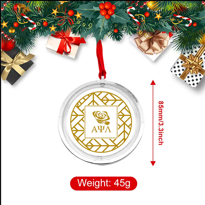 Alpha Psi Lambda Christmas Reversible Flat Round Ornament