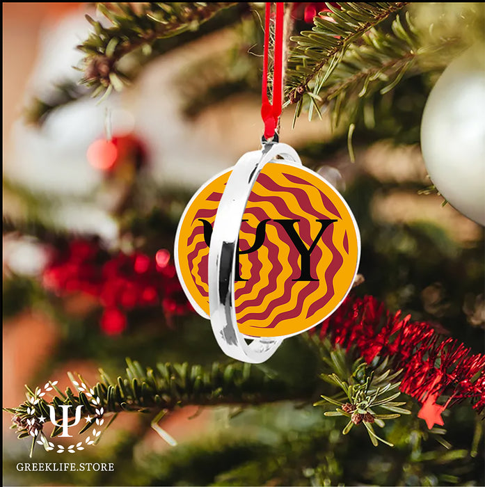Psi Upsilon Christmas Reversible Flat Round Ornament