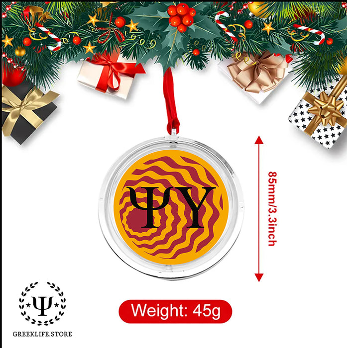 Psi Upsilon Christmas Reversible Flat Round Ornament
