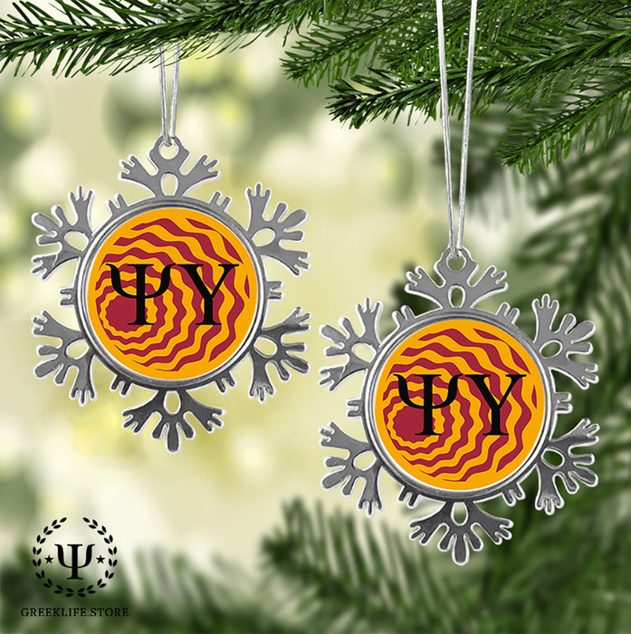 Psi Upsilon Christmas Ornament - Snowflake Metal