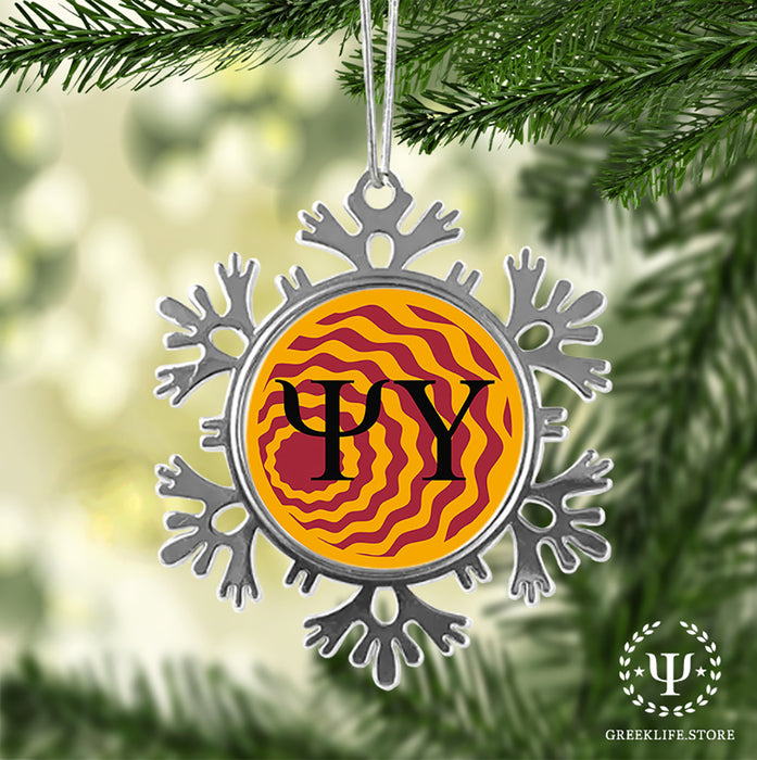 Psi Upsilon Christmas Ornament - Snowflake Metal