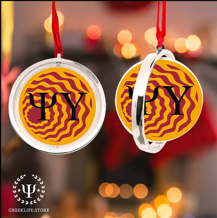 Psi Upsilon Christmas Reversible Flat Round Ornament