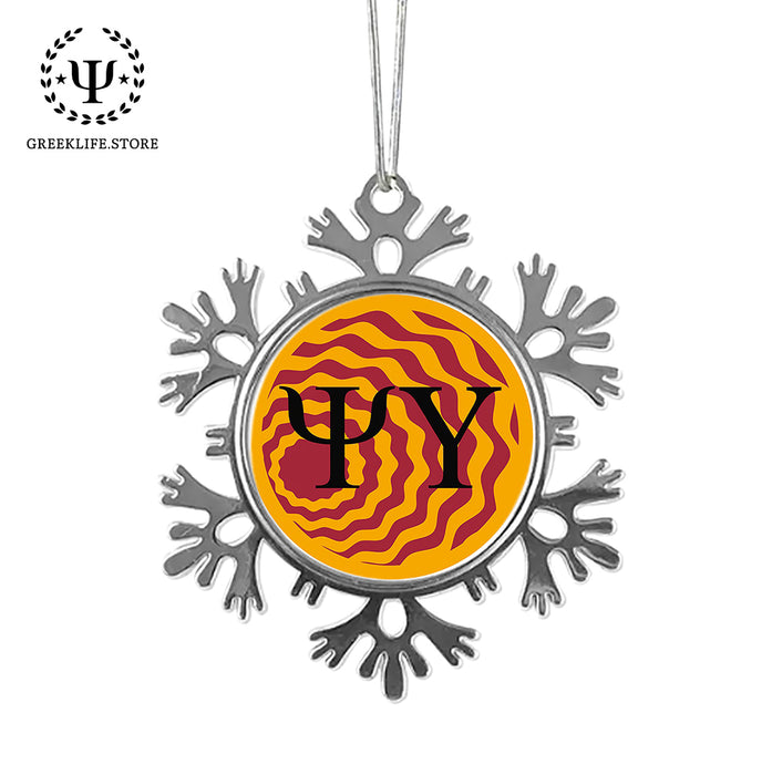 Psi Upsilon Christmas Ornament - Snowflake Metal
