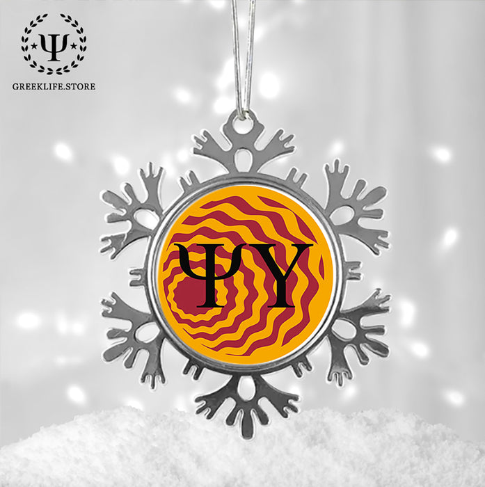 Psi Upsilon Christmas Ornament - Snowflake Metal