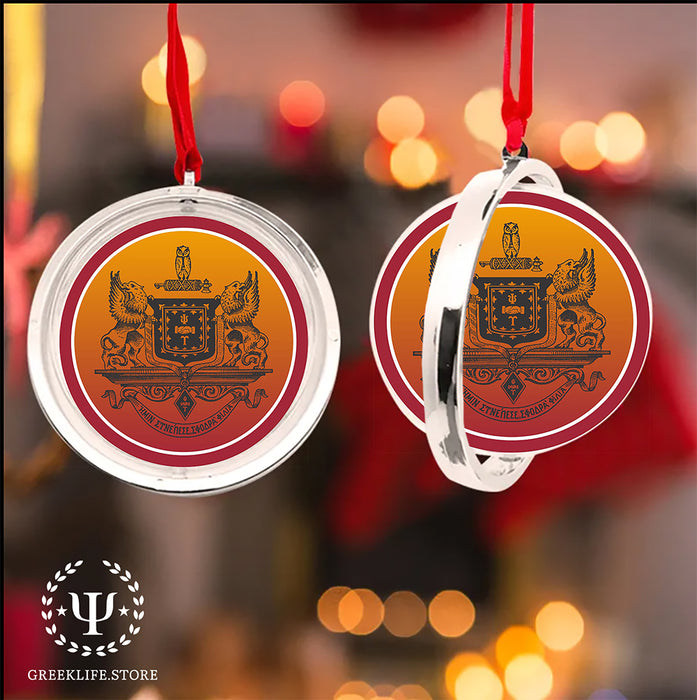 Psi Upsilon Christmas Reversible Flat Round Ornament