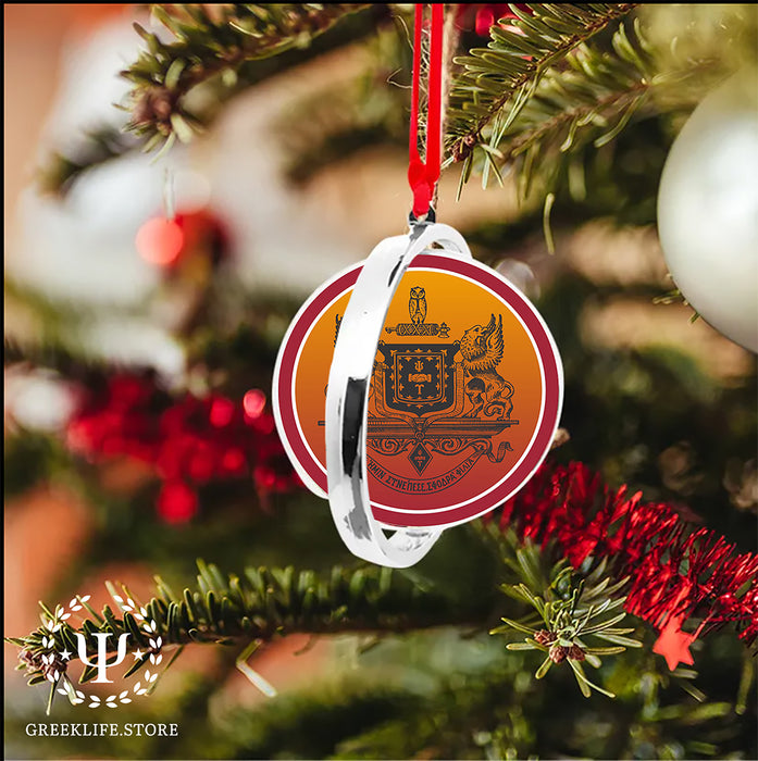 Psi Upsilon Christmas Reversible Flat Round Ornament