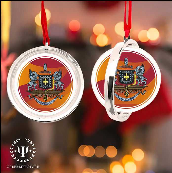Psi Upsilon Christmas Reversible Flat Round Ornament