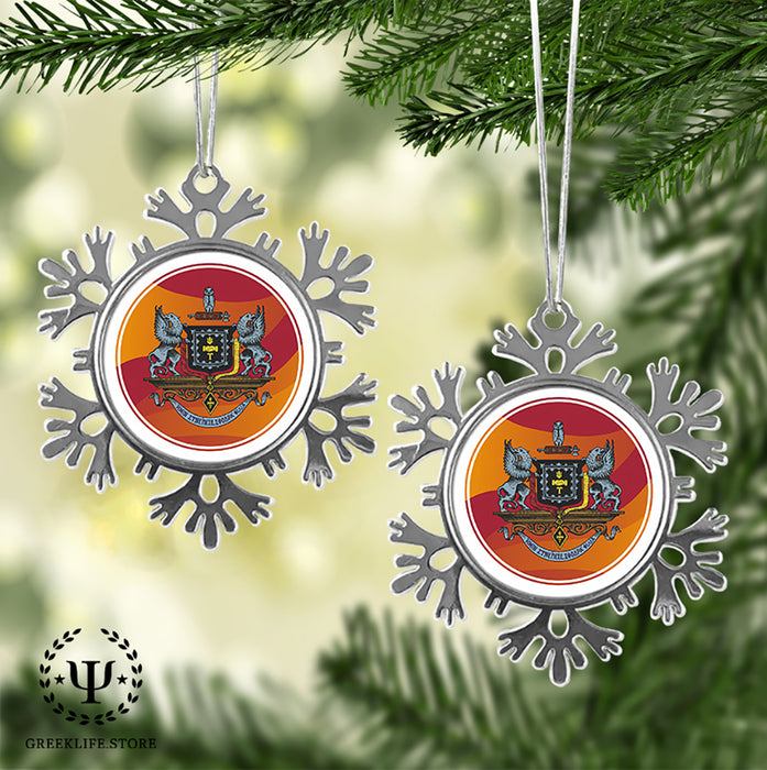 Psi Upsilon Christmas Ornament - Snowflake Metal