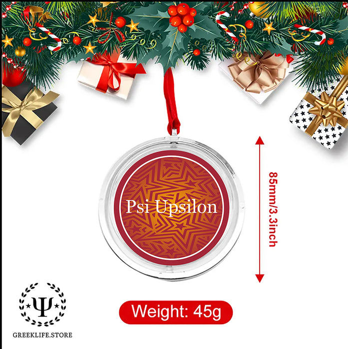 Psi Upsilon Christmas Reversible Flat Round Ornament