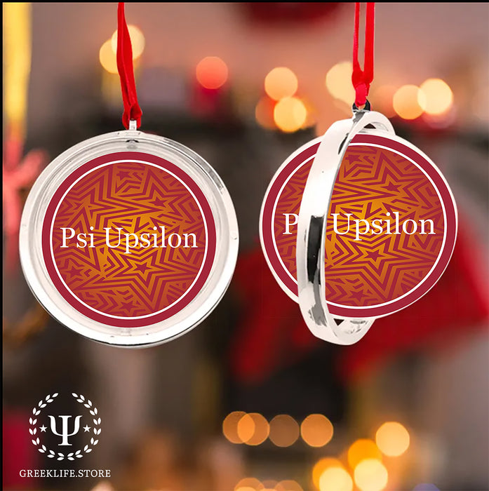 Psi Upsilon Christmas Reversible Flat Round Ornament