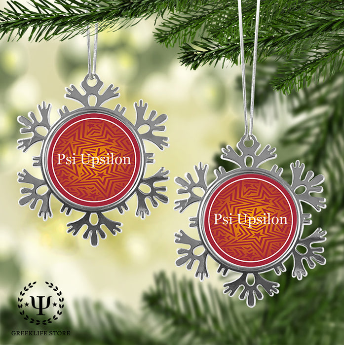 Psi Upsilon Christmas Ornament - Snowflake Metal