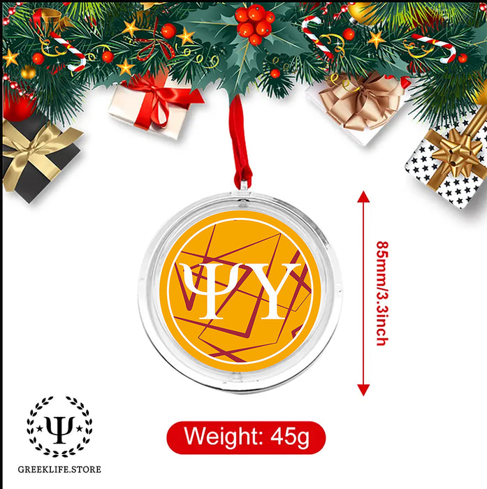Psi Upsilon Christmas Reversible Flat Round Ornament