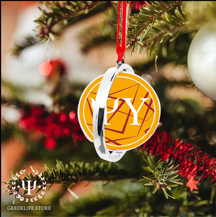 Psi Upsilon Christmas Reversible Flat Round Ornament