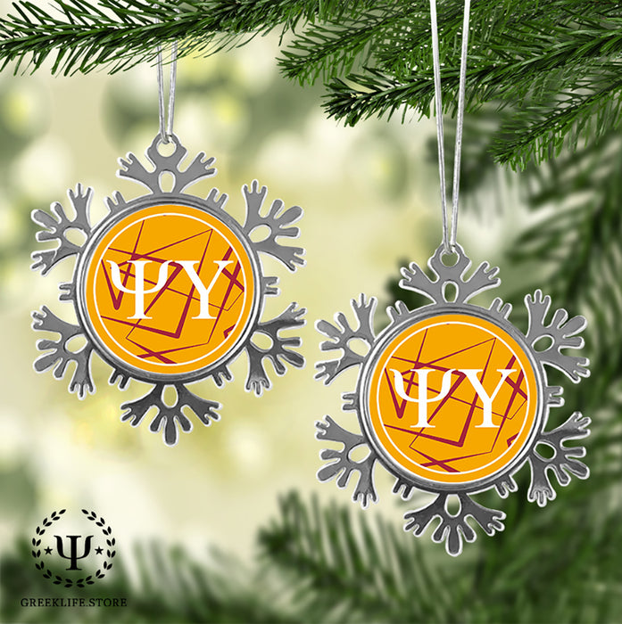 Psi Upsilon Christmas Ornament - Snowflake Metal