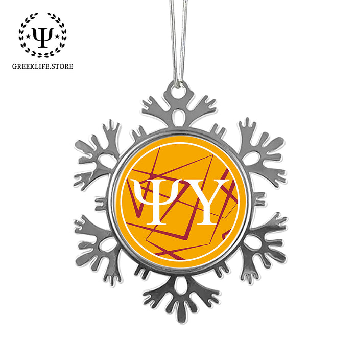 Psi Upsilon Christmas Ornament - Snowflake Metal