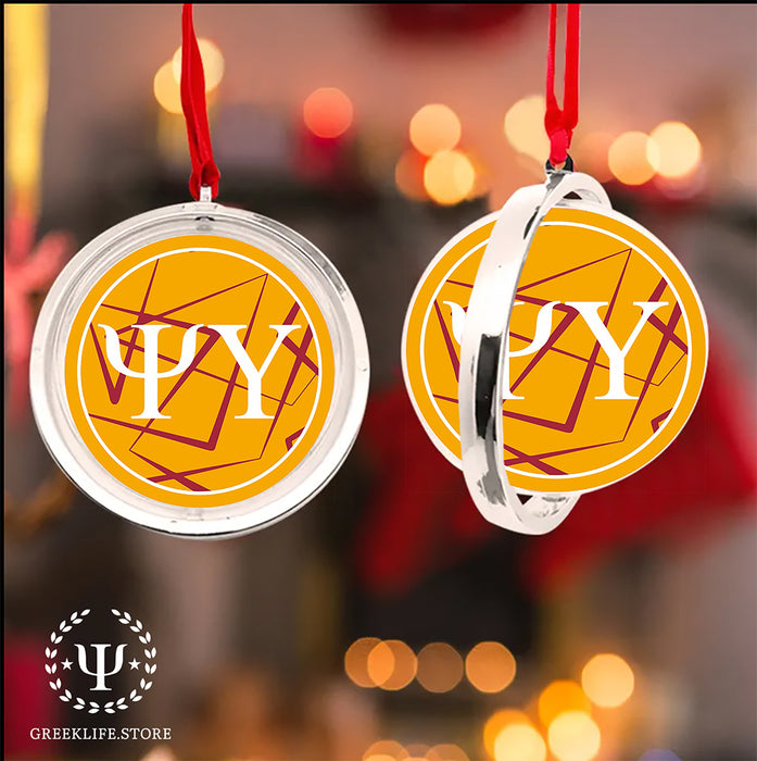 Psi Upsilon Christmas Reversible Flat Round Ornament