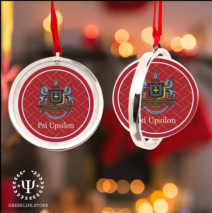 Psi Upsilon Christmas Reversible Flat Round Ornament