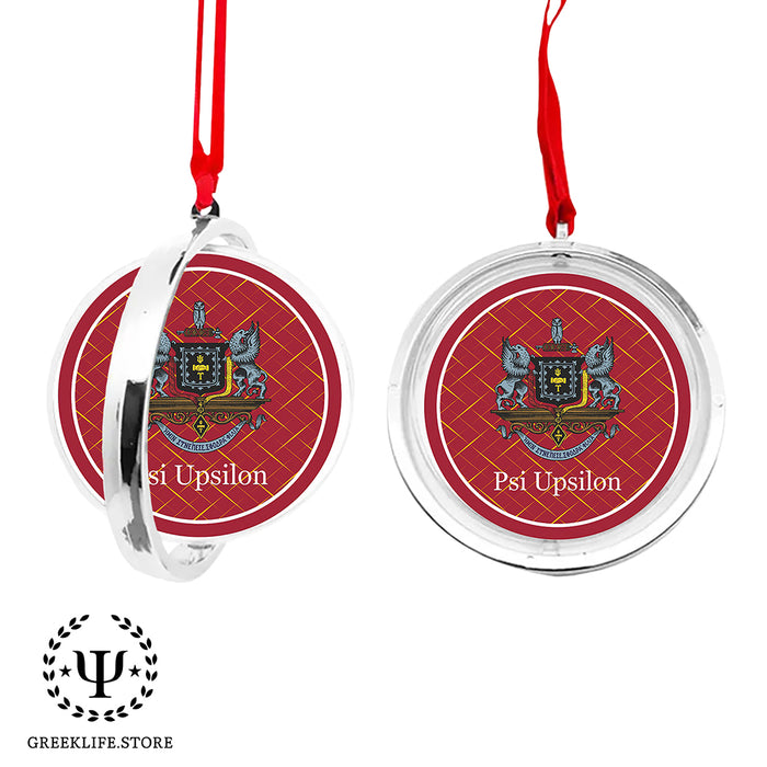 Psi Upsilon Christmas Reversible Flat Round Ornament