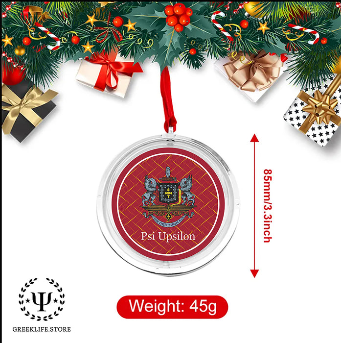 Psi Upsilon Christmas Reversible Flat Round Ornament