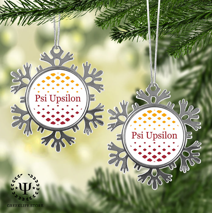 Psi Upsilon Christmas Ornament - Snowflake Metal