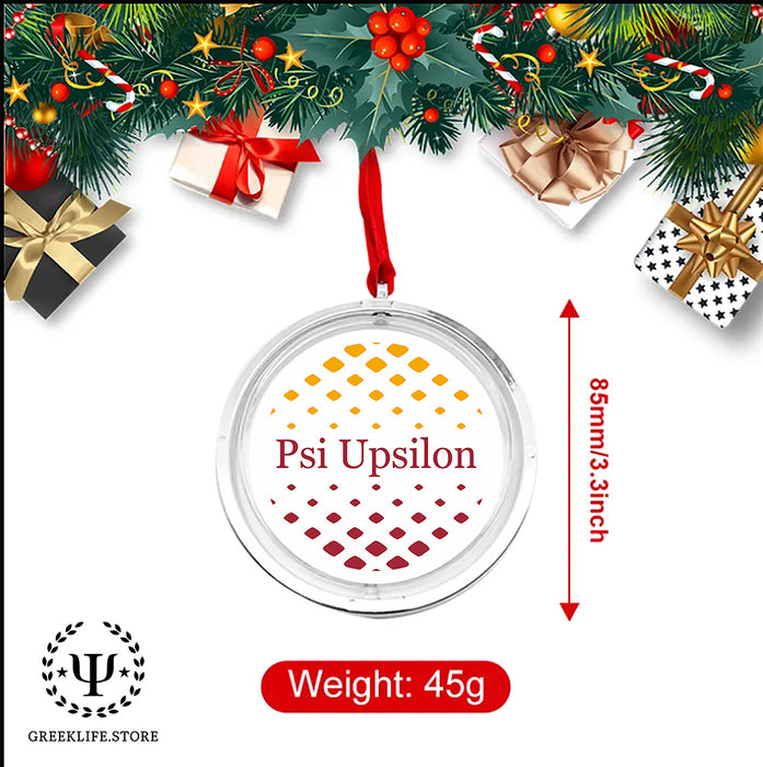 Psi Upsilon Christmas Reversible Flat Round Ornament