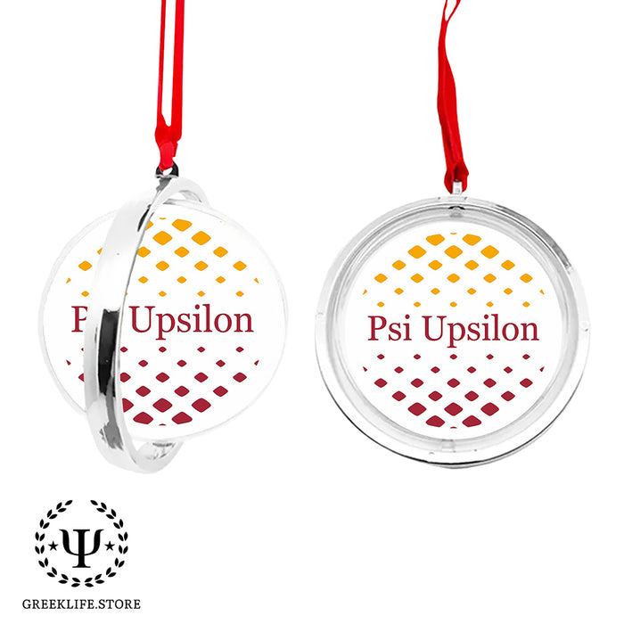 Psi Upsilon Christmas Reversible Flat Round Ornament