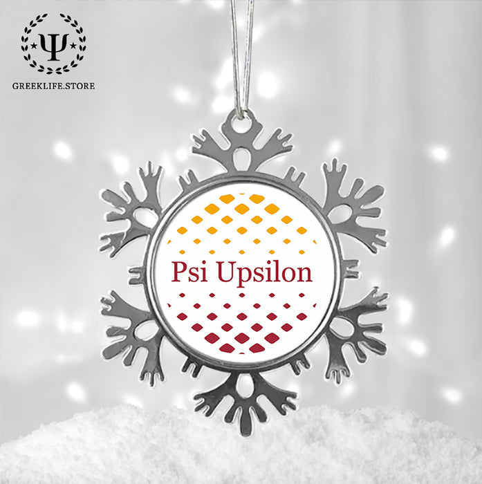 Psi Upsilon Christmas Ornament - Snowflake Metal