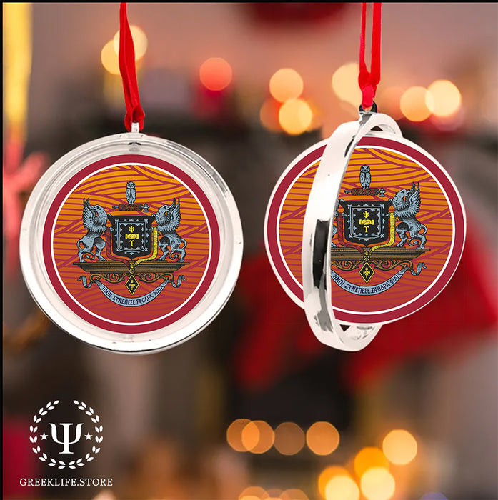 Psi Upsilon Christmas Reversible Flat Round Ornament